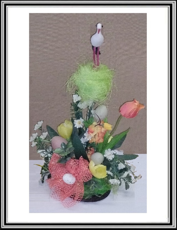 A Veľkonočná dekorácia s bocianom okolo 35 cm č 3