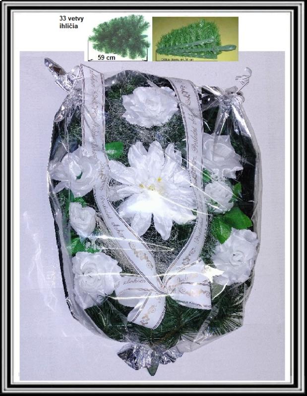 Umelá kytica v celofáne č 316 biela (33 ihličia , použitý celofán 50 x 70 cm)