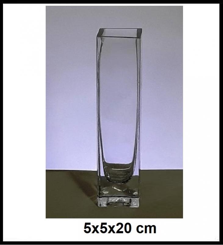 Kvader - Sklenená váza 5x5x20 cm č17-9687-00-hrubá