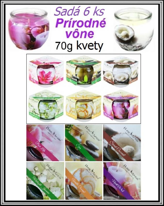 A-Sadá 6 ks vôňajúcich sviečok - Prírodné vône kvetov 70 g. - Mix