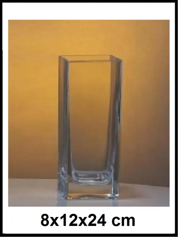 Kvader - sklenená váza číra 8x12x24 cm  č. LA17-2417