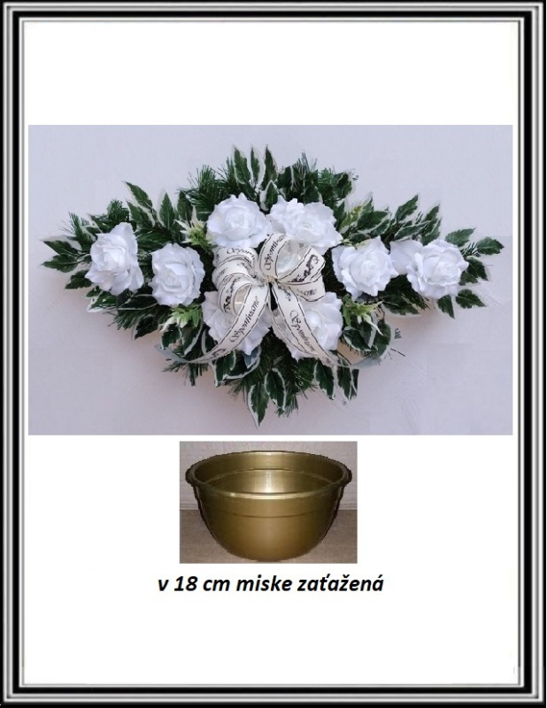 Ikebana so stuhou SPOMÍNAME s rúžami , je zaťažená -biela