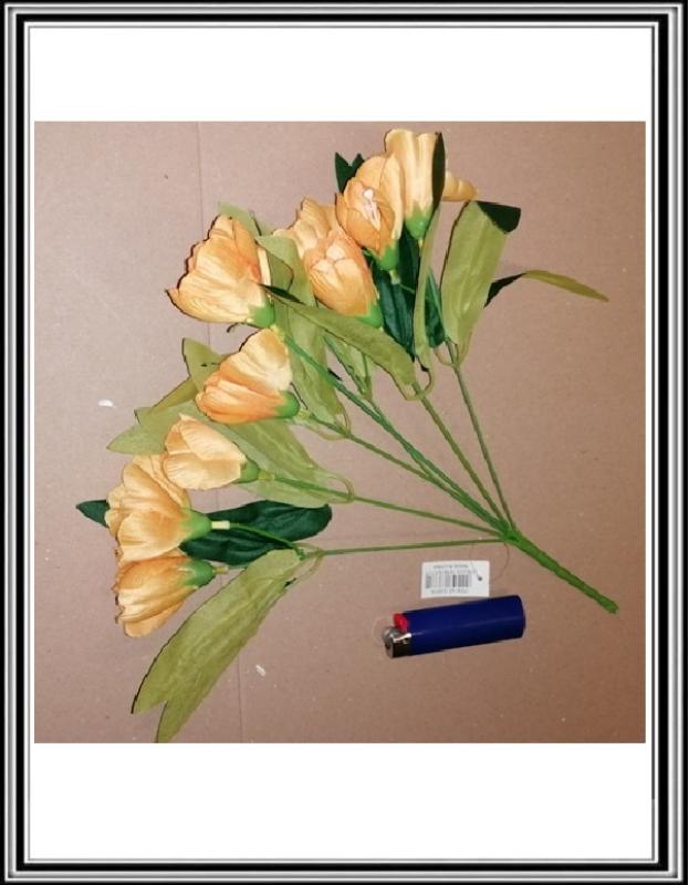 Umelá 10 hlavová 34 cm kytička oranžových tulipánkov č EJ0014 K 876771