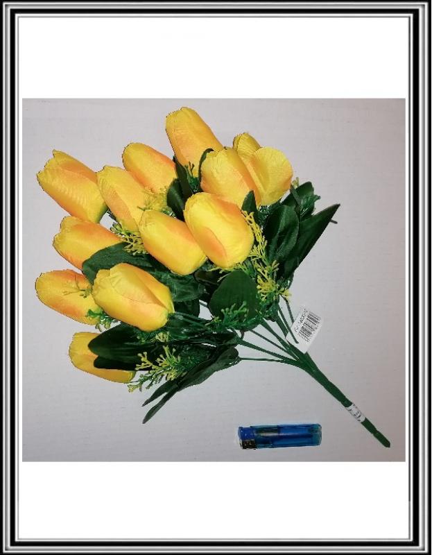 A Umelá 42 cm kytica tulipánov 12 hlav KX-18083-12 , K 845953 ŽLTÁ