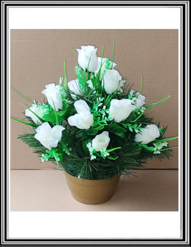 A Umelé kvety v malej miske ružičky 54321 biela