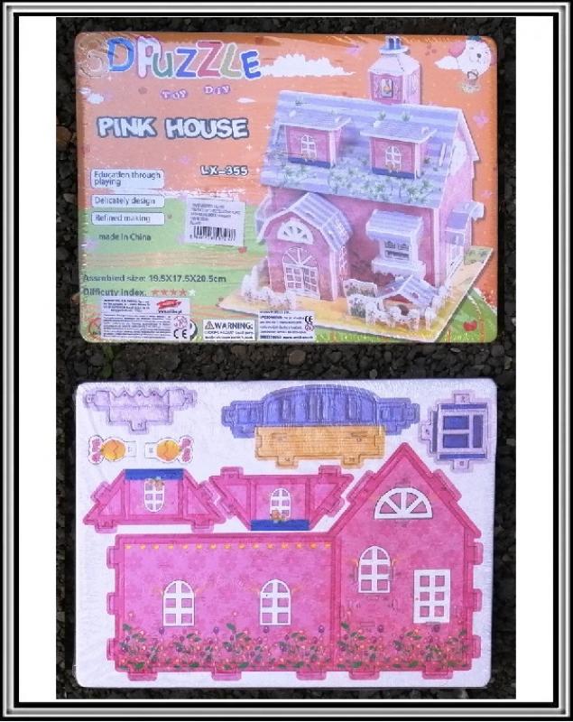 Skladačka so 4 kusov 3D PUZLLE  č 0738G-3 Ružový dom