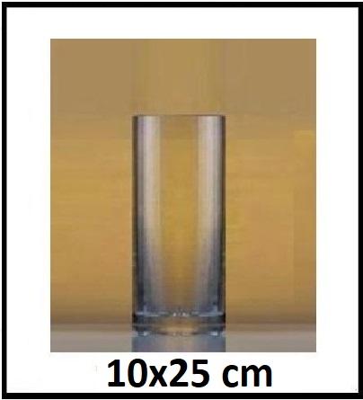 Sklenená váza 10x25 cm Hrubšia , vrch zabrúsený LA17-290F-001