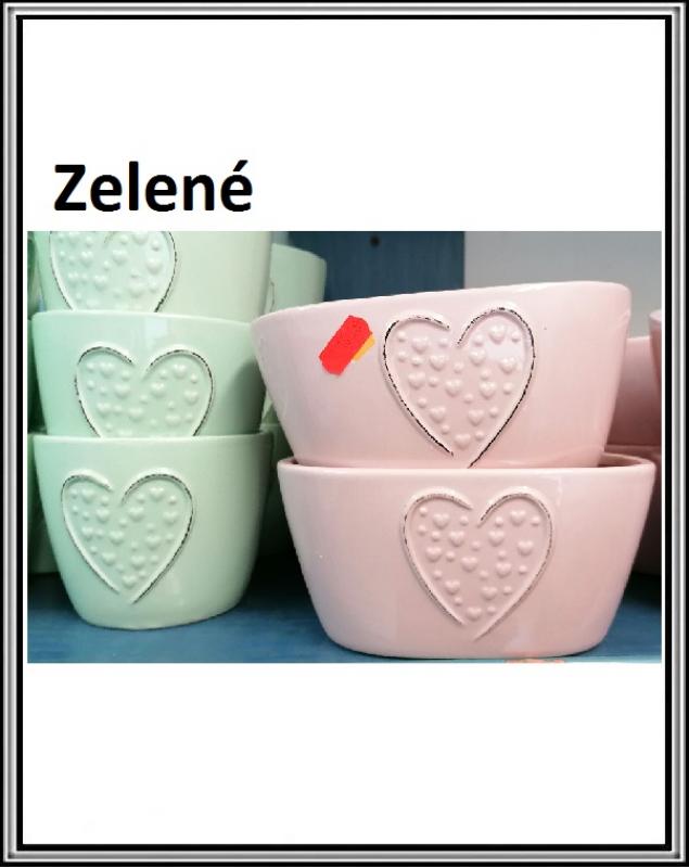 Keramický okruhlý zelený SRDCE kvetináč