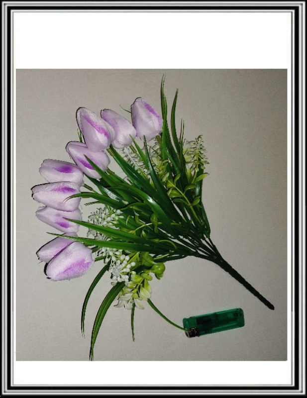 Tulipán kytica hustá s doplnkami 35 cm bielo ružovo fialová