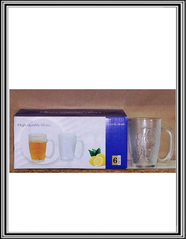 Sadá 6 kusov sklenených hrnčekov v 12 cm, objem 350 ml Ruža