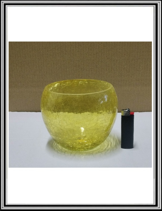 Sklenená guľa priemeru 15 x 12,5 cm mrazená č 1512 žltá