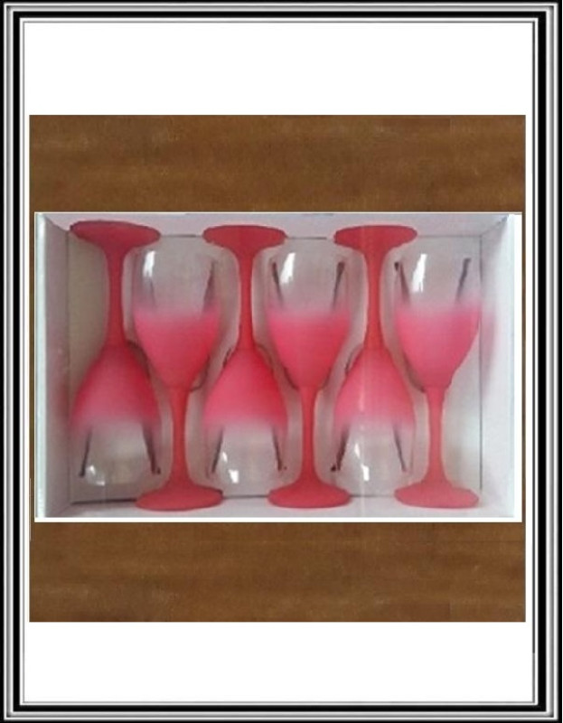 Sklenené poháre na víno 19 cm - Sadá 6 ks 250 ml ružových
