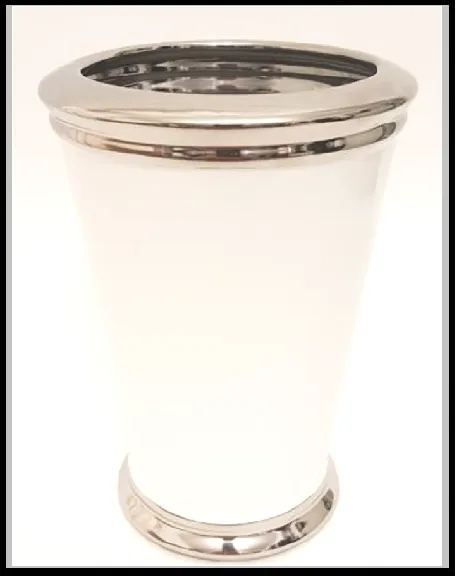 Keramická váza bielo strieborná  č.38093, v-25 cm, pr. 17,5 cm