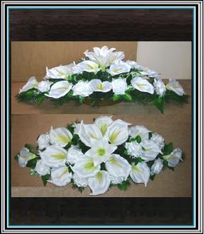 Ikebana č 2/ 1-14 bielych kal+10 bielych ruži, dlžka - 95 cm