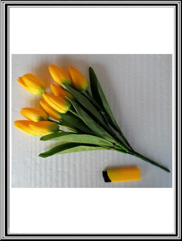 Umelá kytica tulipánov 9 hláv 38 cm, FYJX015-9,  žltá