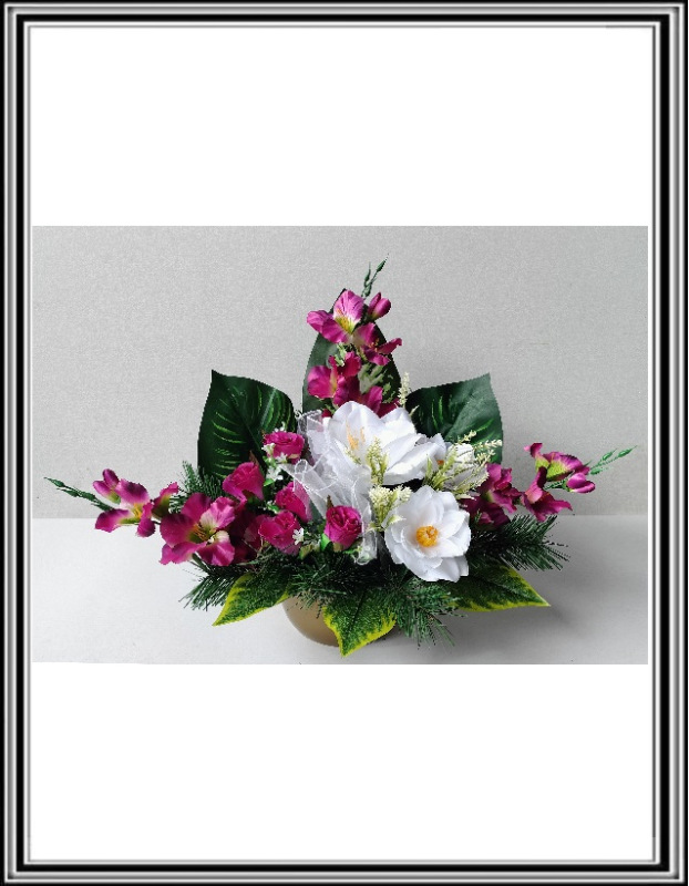 Umelé kvety v miske s gladiolou zaťažené cyklamenové č. 221