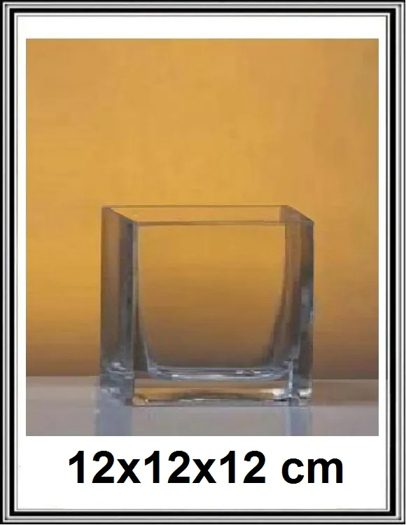 Kvader - sklenená váza číra 12x12x12 cm č LA17-984A