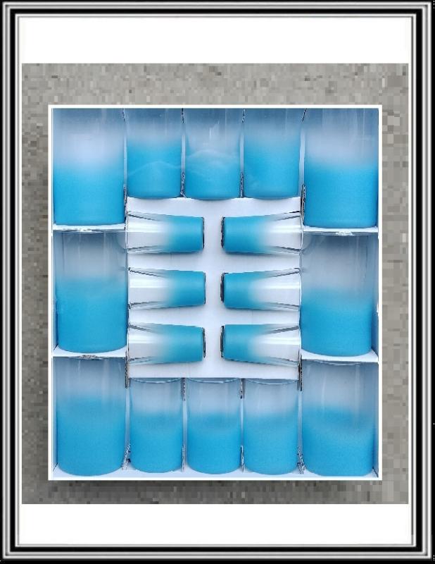 Sklenené poháre - sadá 18 ks sklenená pohárov - svetlo modré