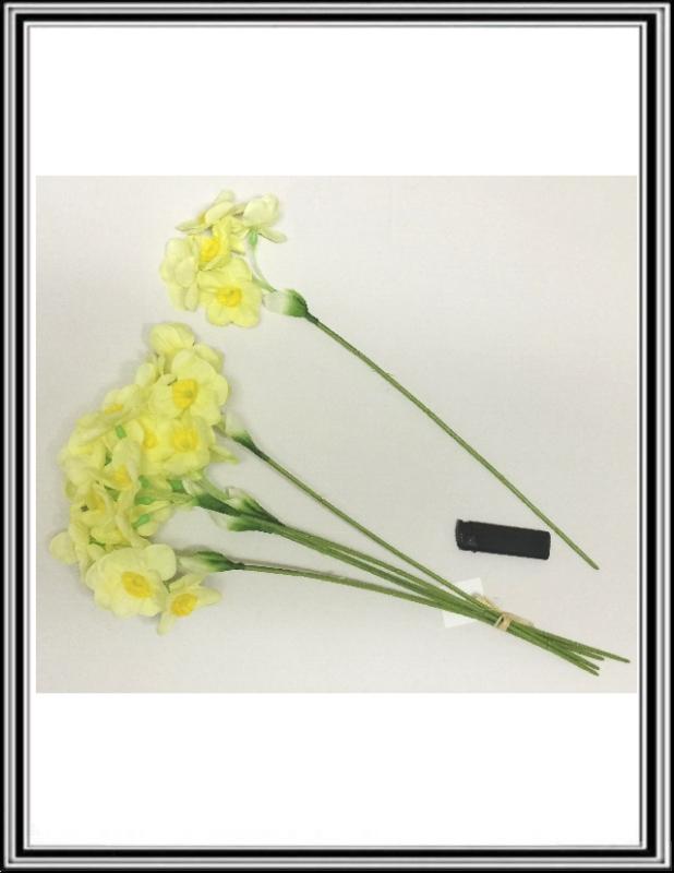 Umelý kvet 45 cm svetlo žltý ZONOO187, na stopke je 5 hlavičiek