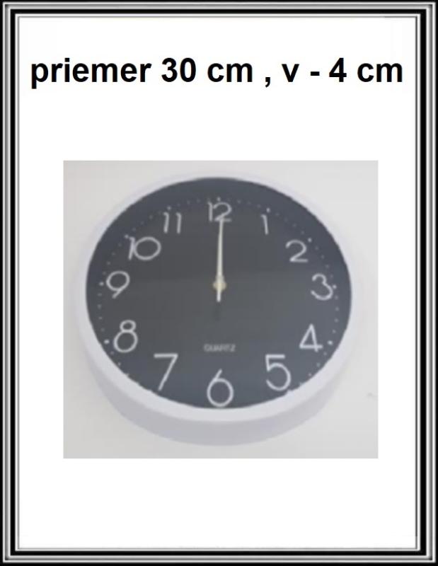 Hodiny na stenu priemer 30 cm , v - 4 cm biele
