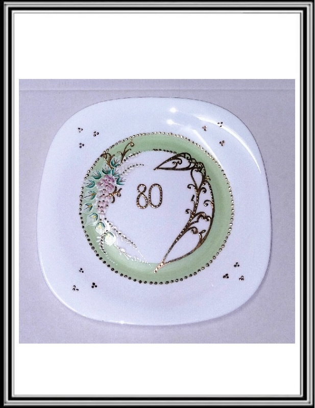 Výročný tanier veľký hranatý 80 - tka zelený119
