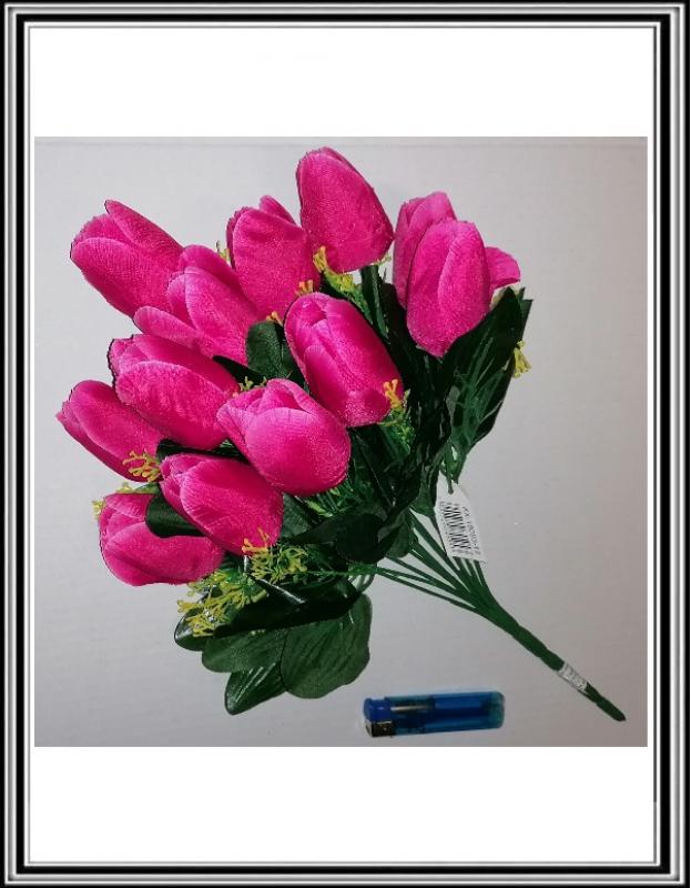 A Umelá 42 cm kytica tulipánov 12 hlav KX-18083-12 , K 845953 RUŽOVÁ