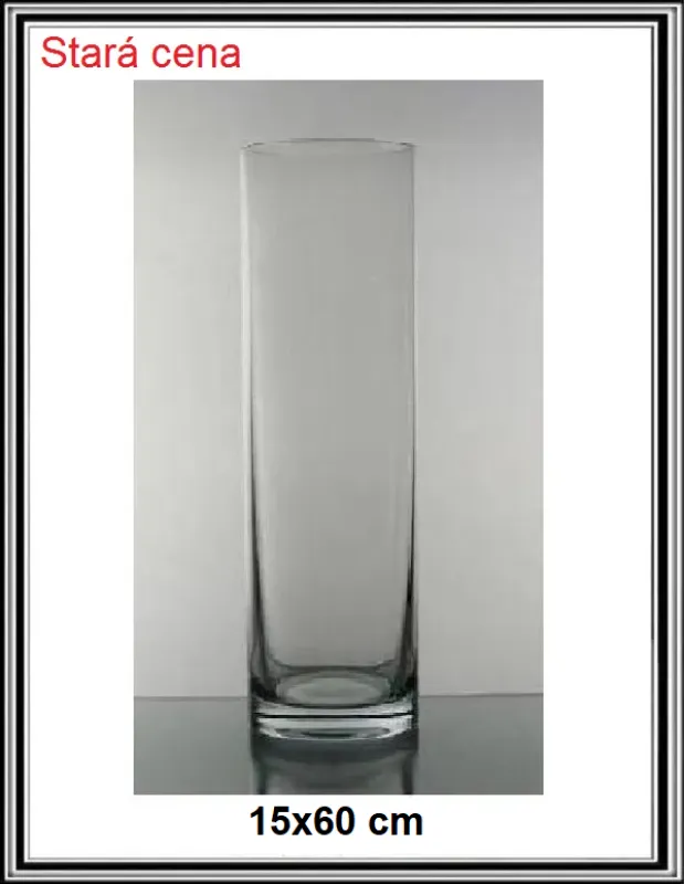Sklenená váza 15 x 60 cm tenká nebrúsená