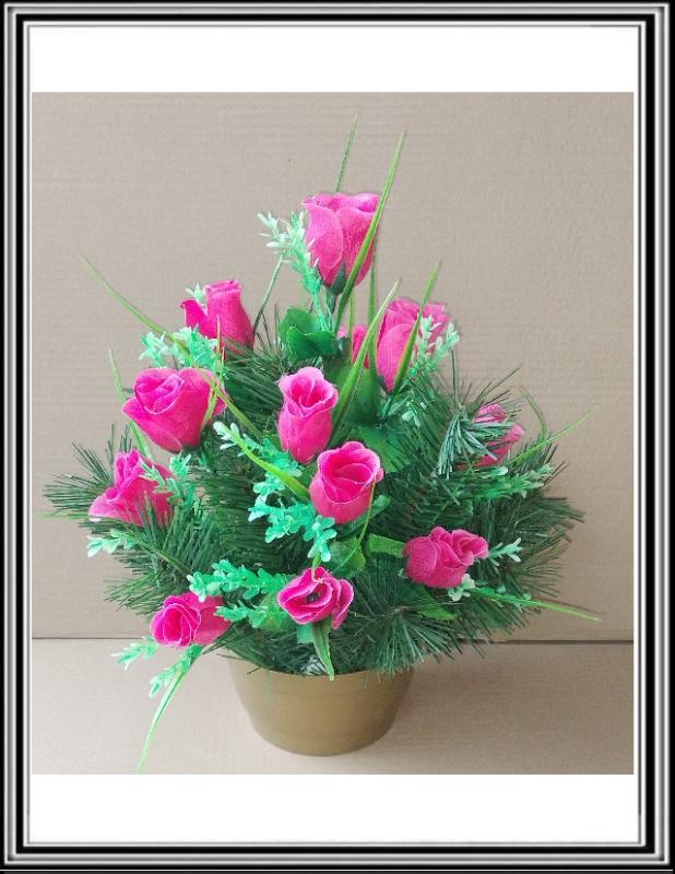 A Umelé kvety v malej miske ružičky 54321 ružová