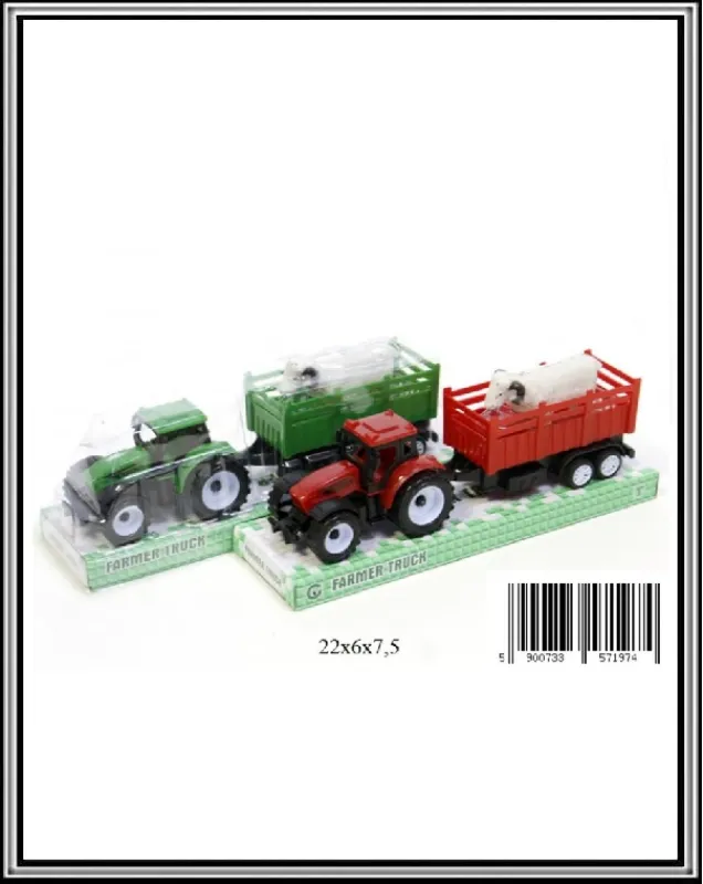 Traktor s vlečkou a s ovečkou 22 cm č 1308L Zelený
