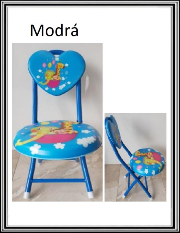 Detská stolička rozkladacia s operadlom - pískacia - priemer 26 cma výška 48 cm, modrá