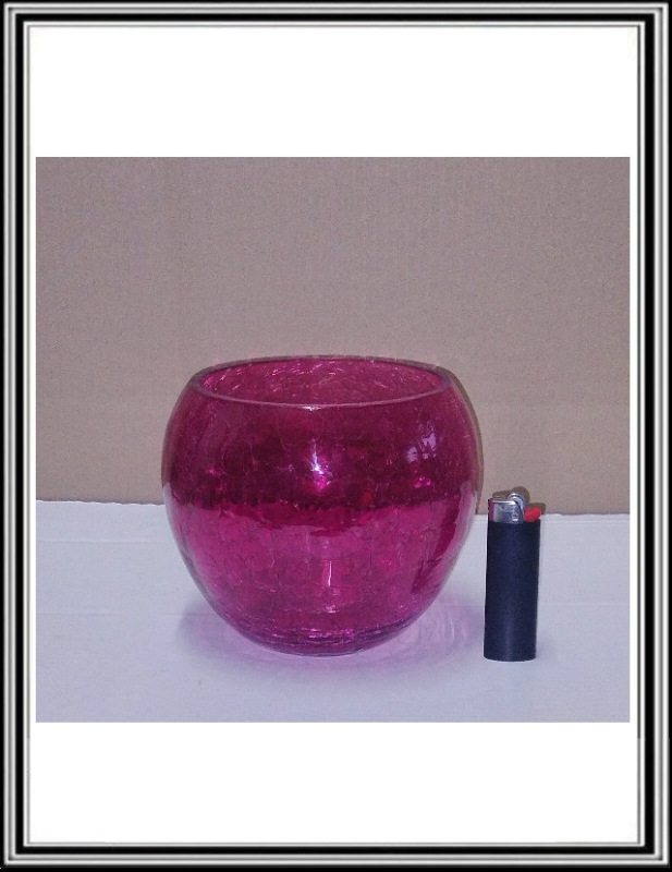 Sklenená guľa priemeru 15 x 12,5 cm mrazená č 1512ružová