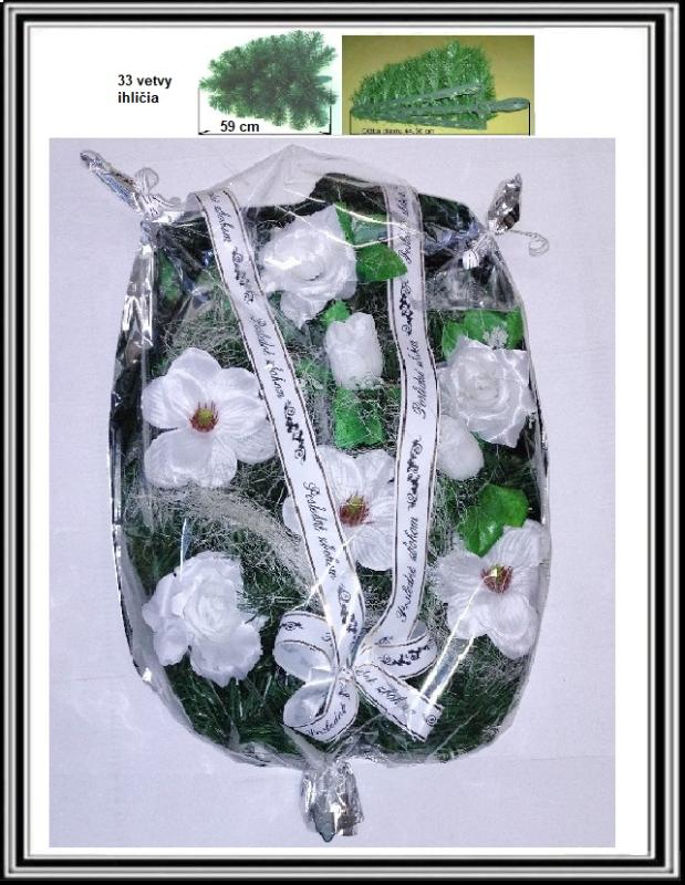 Umelá kytica v celofáne č 317 biela(33 ihličia , použitý celofán 50 x 70 cm)