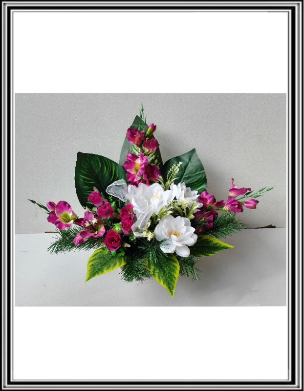 Umelé kvety v miske s gladiolou zaťažené cyklamenové č. 228