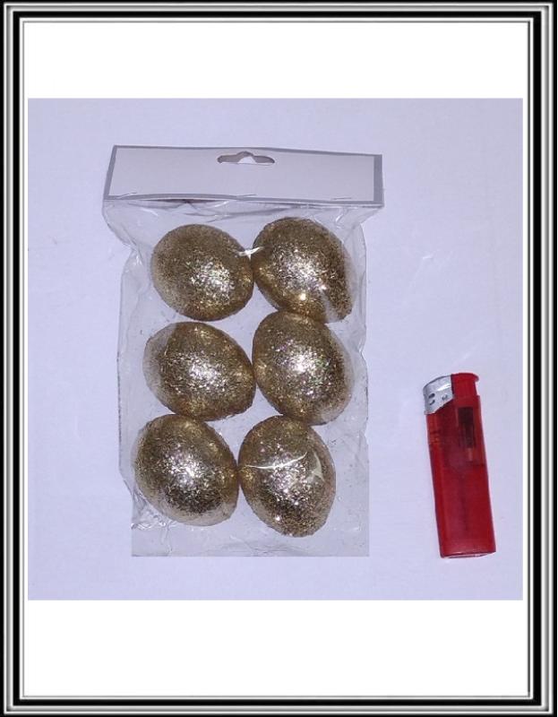 Veľkonočné vajíčka Sadá 6  kusov 6 cm zlatých vajíčok TG6363-2