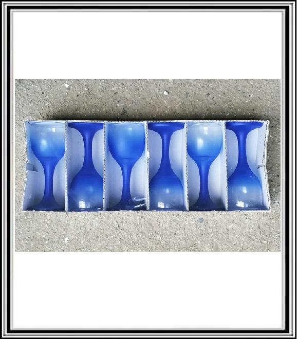 Sklenené poháre na alkohol 6 ks sadá - modré