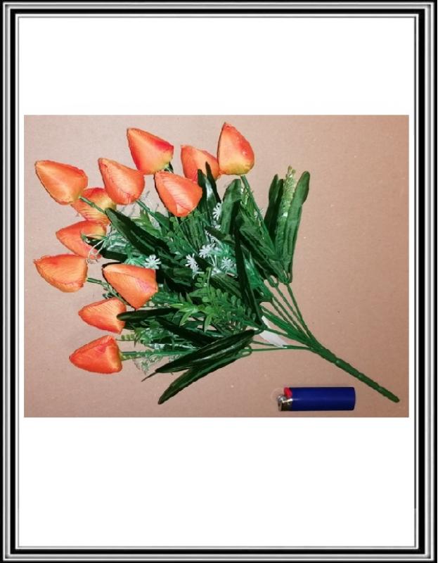 A Umelá 42 cm kytička 12 hlav tulipánov KX2009 oranžová