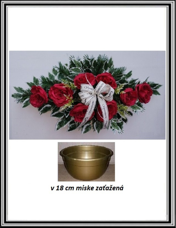 Ikebana so stuhou SPOMÍNAME s ružami zaťažená -červená