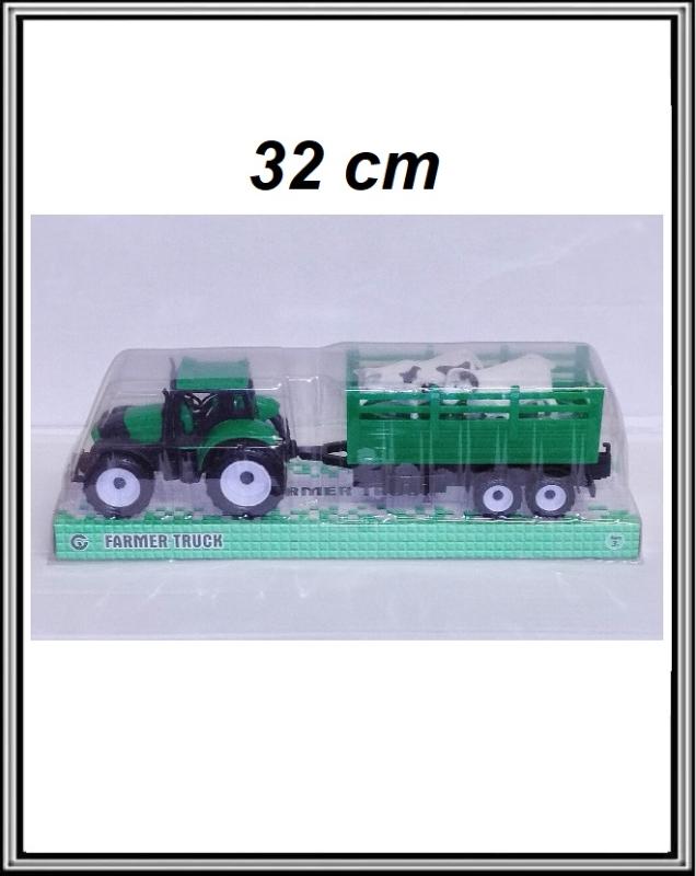 Traktor s vlečkou a so zvieratkami 32 cm č 1138M ,  zelený