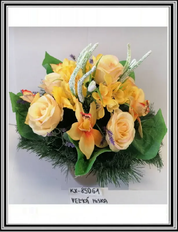 Umelé kvety vo veľkej miske priemeru 18 cm  KX 85061 sv. oranžová