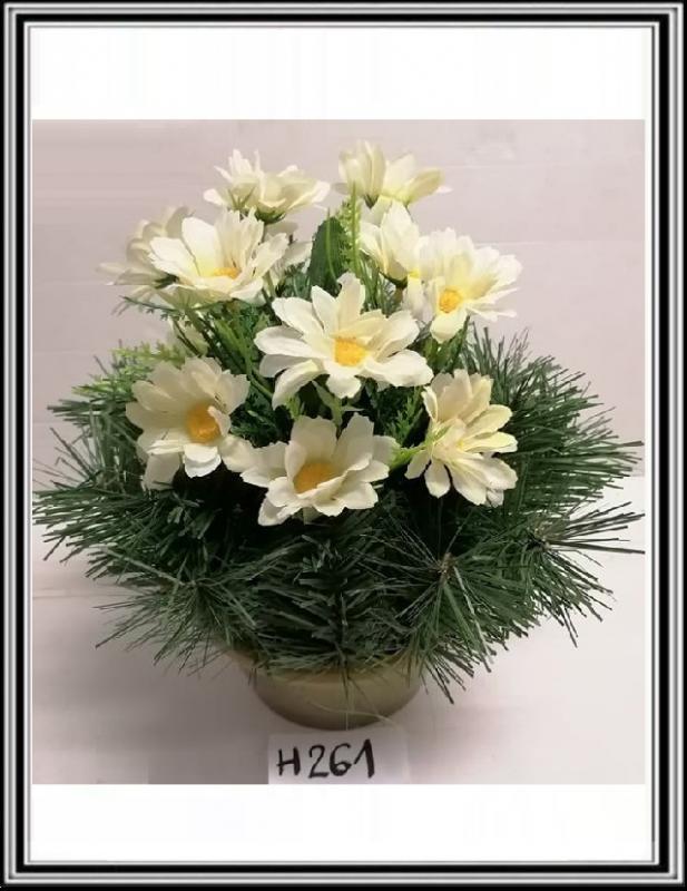 Umelé kvety v malej miske H261  biele
