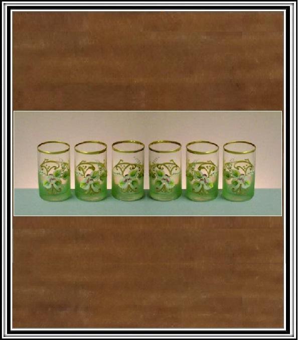 Sklenené poháre Sadá 6 ks 50 ml pohárikov - zelené