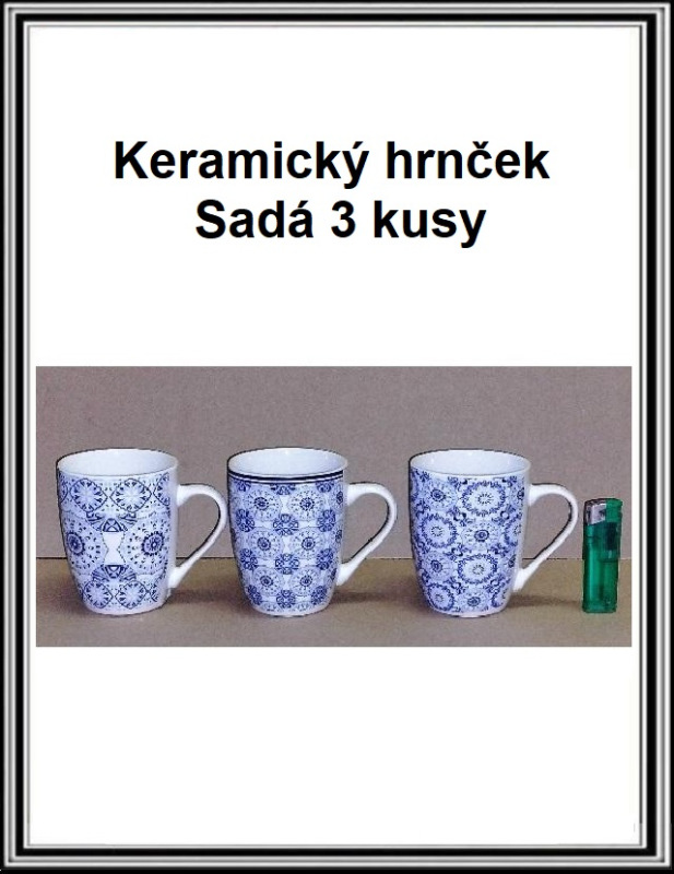 Keramický hrnček modrý 350 ml- sadá 3 kusy