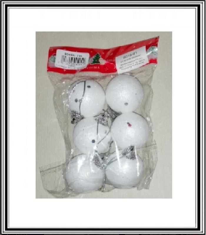 Biele - Sadá polystyrénových guľ 3 cm ,6 ks S816-01