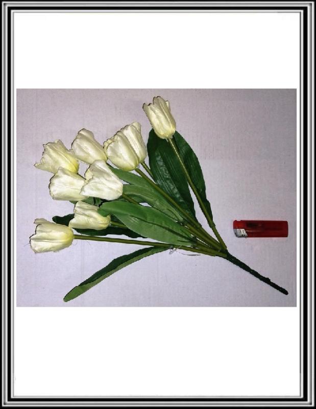 Kytička tulipánov P46-9 hláv 40 cm biela