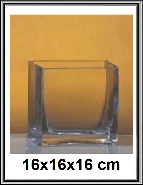 Kvader - sklenená váza číra 16x16x16 cm č LA17-984B