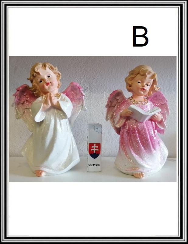 Anjelik ružový 18 cm s knihou č 7705,