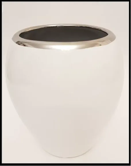 Keramická váza bielo strieborná  č.38512 , v-20 cm, pr12 a 17 cm