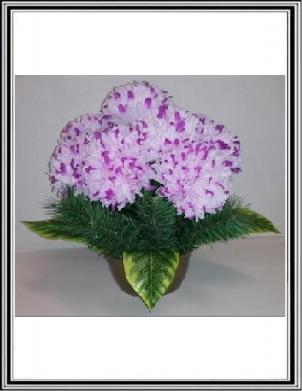 Umelé kvety v miske CHRYZANTÉMA - 7 hlavami - fialová