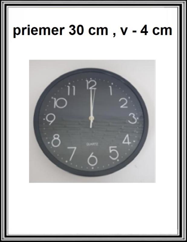 Hodiny na stenu priemer 30 cm , v - 4 cm čierne