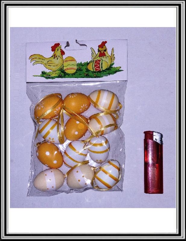 Veľkonočné vajíčka - sadá 12  kusov 4 cm pásikovaných vajíčok TG54836-2 oranžových